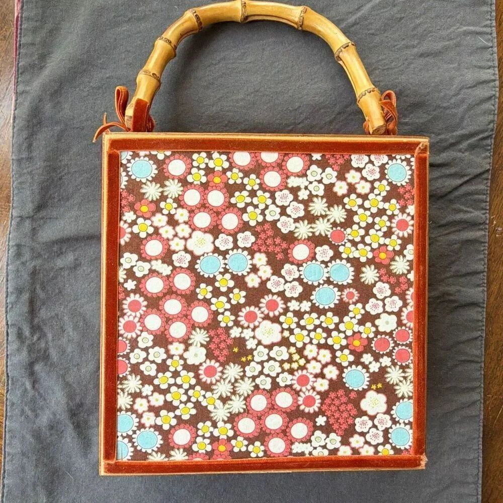 Cigar Box Boho Purse Handbag Bamboo Handle